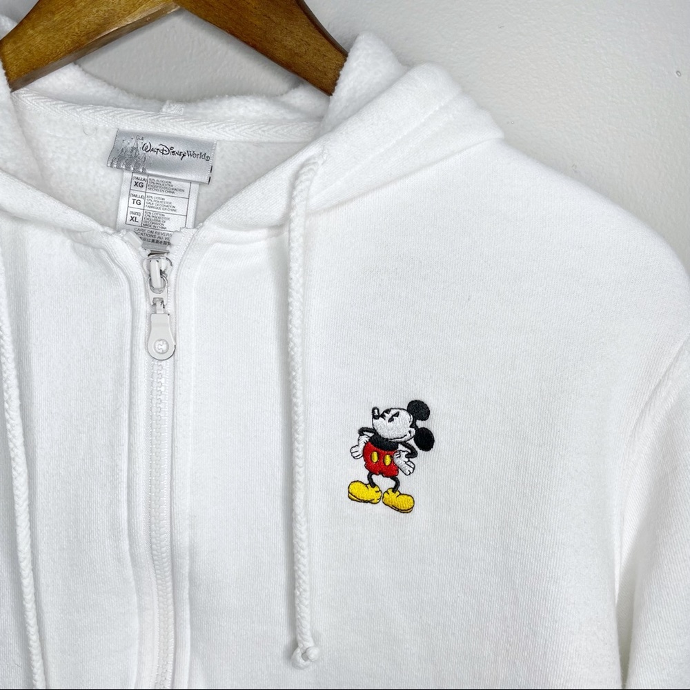 Walt Disney World White Mickey Zip-Up Hoodie Kid’s Size XL